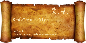 Krénusz Alex névjegykártya